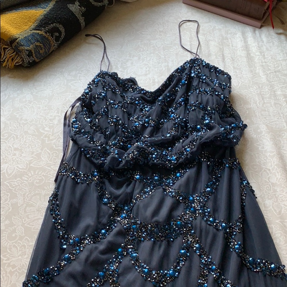 Aidan Mattox navy sequin gown Sz 8